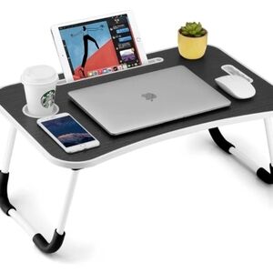 Black Foldable Laptop Table/Desk/Bed Table Tray/Laptop Stand with Cup Holder